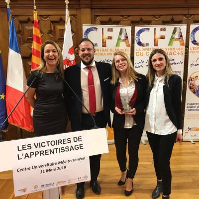 Axecibles reçoit le trophée des victoires de l'apprentissage de l'Académie de Nice